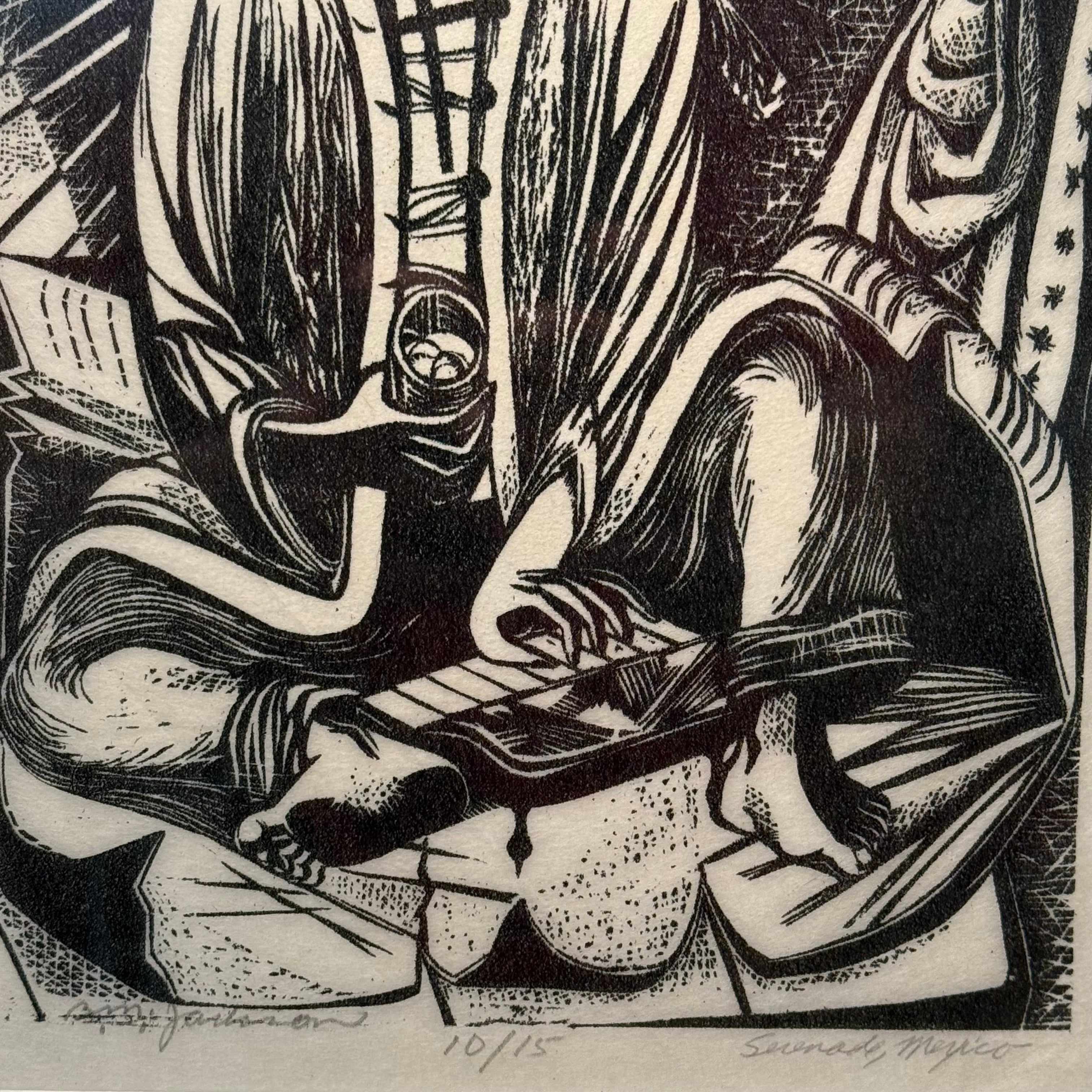 Billy Morrow Jackson Woodcut Print “Serenade, Mexico” | 10 of 15