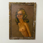 1950s Nude Painting of Stylized Woman by Elias Zoumis - Indiana Salon Exhibition Artist - Chicago Blues Estate - Vintage Sexy Artwork