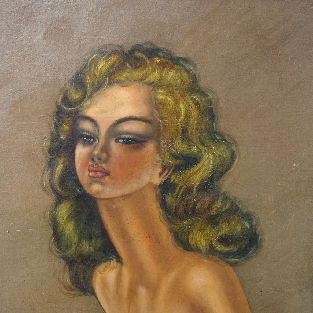 1950s Nude Painting of Stylized Woman by Elias Zoumis