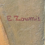 1950s Nude Painting of Stylized Woman by Elias Zoumis