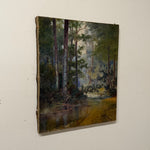 Early 1900s Fly Fishing Painting in River Landscape | Signed 1908