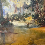 Early 1900s Fly Fishing Painting in River Landscape - Antique Outdoors Paintings - Signed “E.E. Wilkinson” - Dated 1903 - Nostalgic Artwork