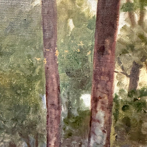 Early 1900s Fly Fishing Painting in River Landscape | Signed 1908