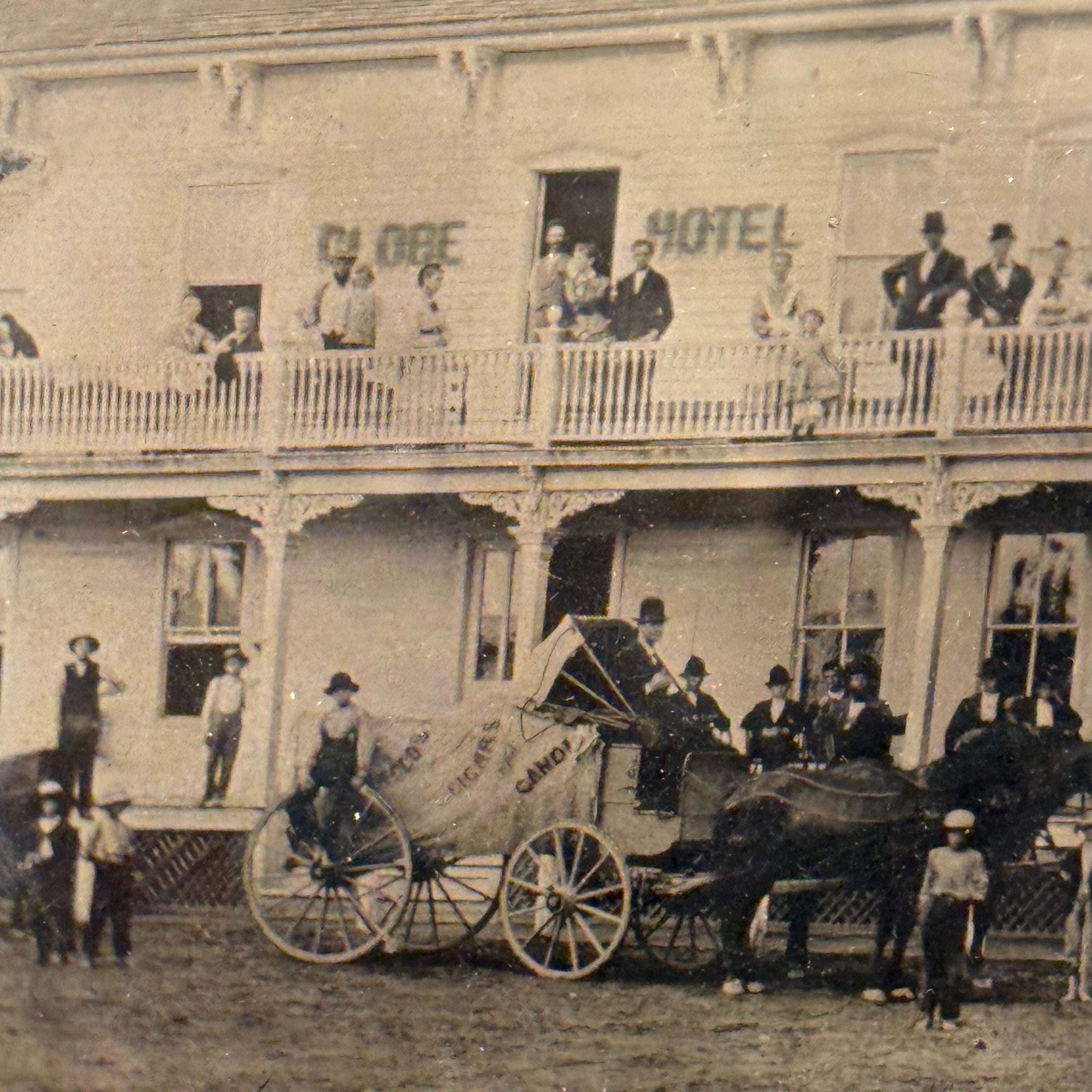 Antique Mammoth Tintype of Globe Hotel in Alpena Michigan