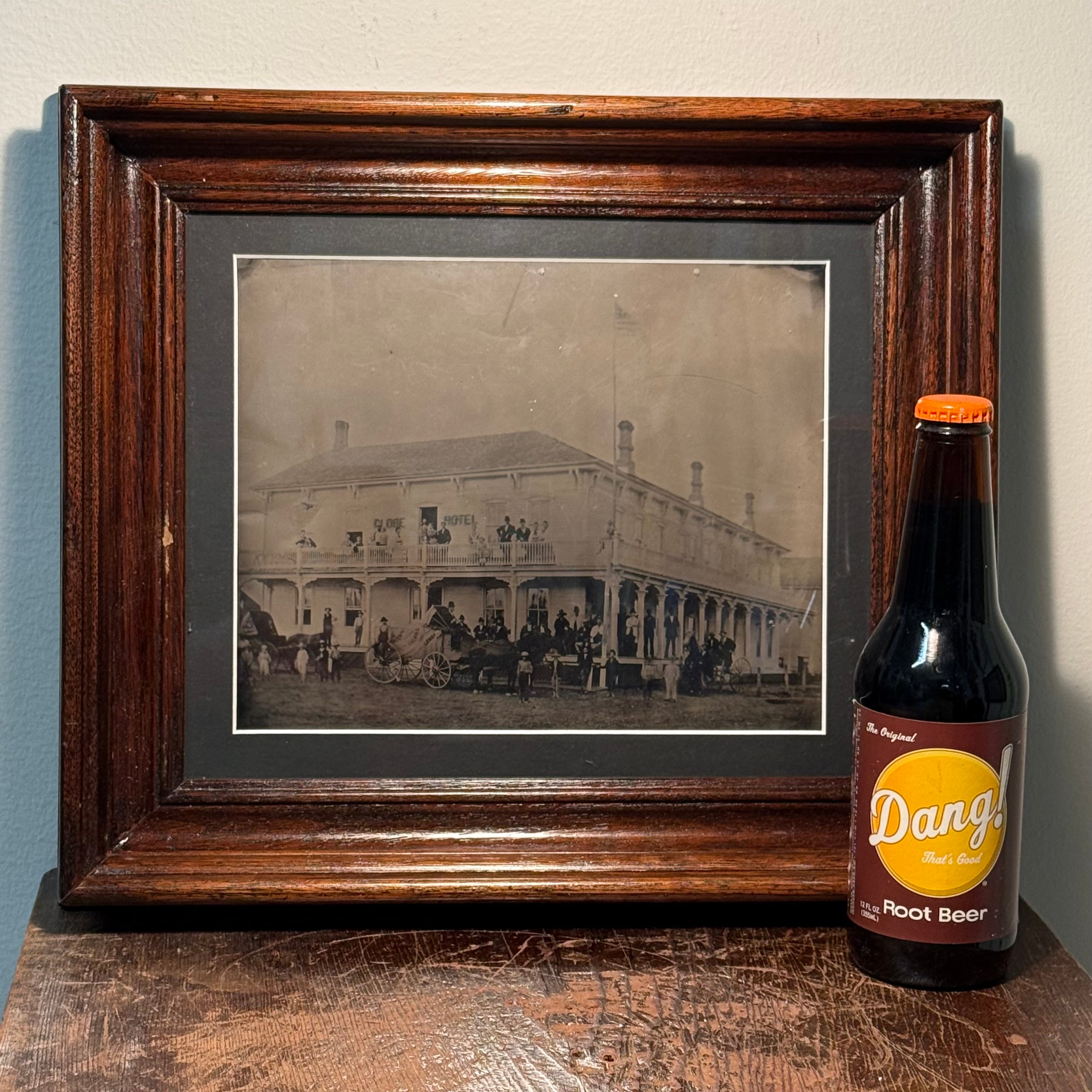 Antique Mammoth Tintype of Globe Hotel in Alpena Michigan