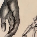 Vintage Anatomical Hand Sketch Charcoal Drawing | Dark Academia