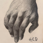 Vintage Anatomical Hand Sketch Charcoal Drawing | Dark Academia