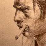 1950s Social Realism Portrait Drawing of Worker in Anger