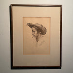 1950s Social Realism Portrait Drawing of Worker in Anger