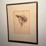 1950s Social Realism Portrait Drawing of Worker in Anger
