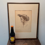 1950s Social Realism Portrait Drawing of Worker in Anger