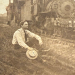 Antique CB&Q Railroad Photo Cainsville MO Steam Wrecker Crane
