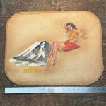 WW2 Souvenir Pin-Up Painting of Mt. Fuji | Military Folk Art