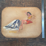 WW2 Souvenir Pin-Up Painting of Mt. Fuji | Military Folk Art