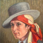 1950s French Bohemian Portrait Painting | Mid-Century Character Study | Signed Mystery Artist | Cool Decor