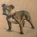 1920s English Bulldog Lithograph by Edward Herbert Miner | Original Gilt Frame 24” x 20”