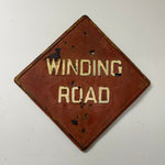 1930s Embossed “Winding Road” Steel Sign | Folk Art Relic