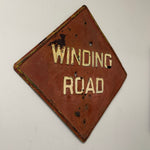 1930s Embossed “Winding Road” Steel Sign | Folk Art Relic
