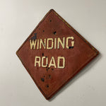 1930s Embossed “Winding Road” Steel Sign | Folk Art Relic