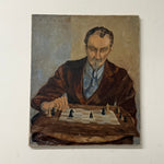 1930s Oil on Canvas Portrait Painting “The Chess Player” |  WPA