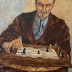 1930s Oil on Canvas Portrait Painting “The Chess Player” |  WPA