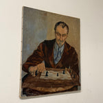 1930s Oil on Canvas Portrait Painting “The Chess Player” |  WPA