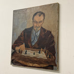 1930s Oil on Canvas Portrait Painting “The Chess Player” |  WPA