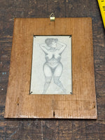 WWI Trench Art Sweetheart Frame | Nude Photograph & Verso Drawing