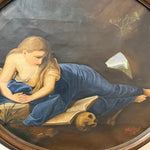 1930s Penitent Magdalene Oil Painting | Memento Mori Skull & Bones