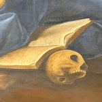 1930s Penitent Magdalene Oil Painting | Memento Mori Skull & Bones