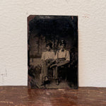 Antique Tintype of Smoking Police Officer Nightstick Whiskey
