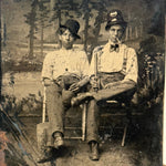 Antique Tintype of Smoking Police Officer Nightstick Whiskey