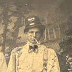 Antique Tintype of Smoking Police Officer Nightstick Whiskey