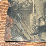 Antique Tintype of Smoking Police Officer Nightstick Whiskey