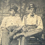 Antique Tintype of Smoking Police Officer Nightstick Whiskey