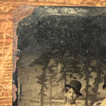 Antique Tintype of Smoking Police Officer Nightstick Whiskey