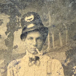 Antique Tintype of Smoking Police Officer Nightstick Whiskey