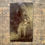Antique Tintype of Seated Woman with Ghostly Faded Companion