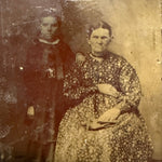Antique Tintype of Seated Woman with Ghostly Faded Companion