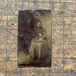 Antique Tintype of Seated Woman with Ghostly Faded Companion