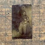 Antique Tintype of Seated Woman with Ghostly Faded Companion