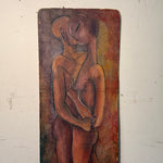 1940s Modernist Nude Couple Painting on Board | Modigliani