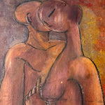 1940s Modernist Nude Couple Painting on Board | Modigliani