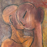 1940s Modernist Nude Couple Painting on Board | Modigliani