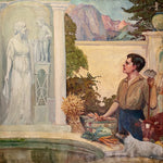 Man and dog in James Edwin McBurney WPA Mural Painting of Allegorical Scene | 1930s