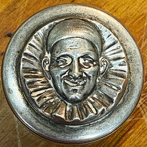 Antique Pill Box with Creepy Embossed Face - 1920s - Rare Silver Snuff Opium Case - Unmarked - Unusual Underground - Vintage Silver Powder