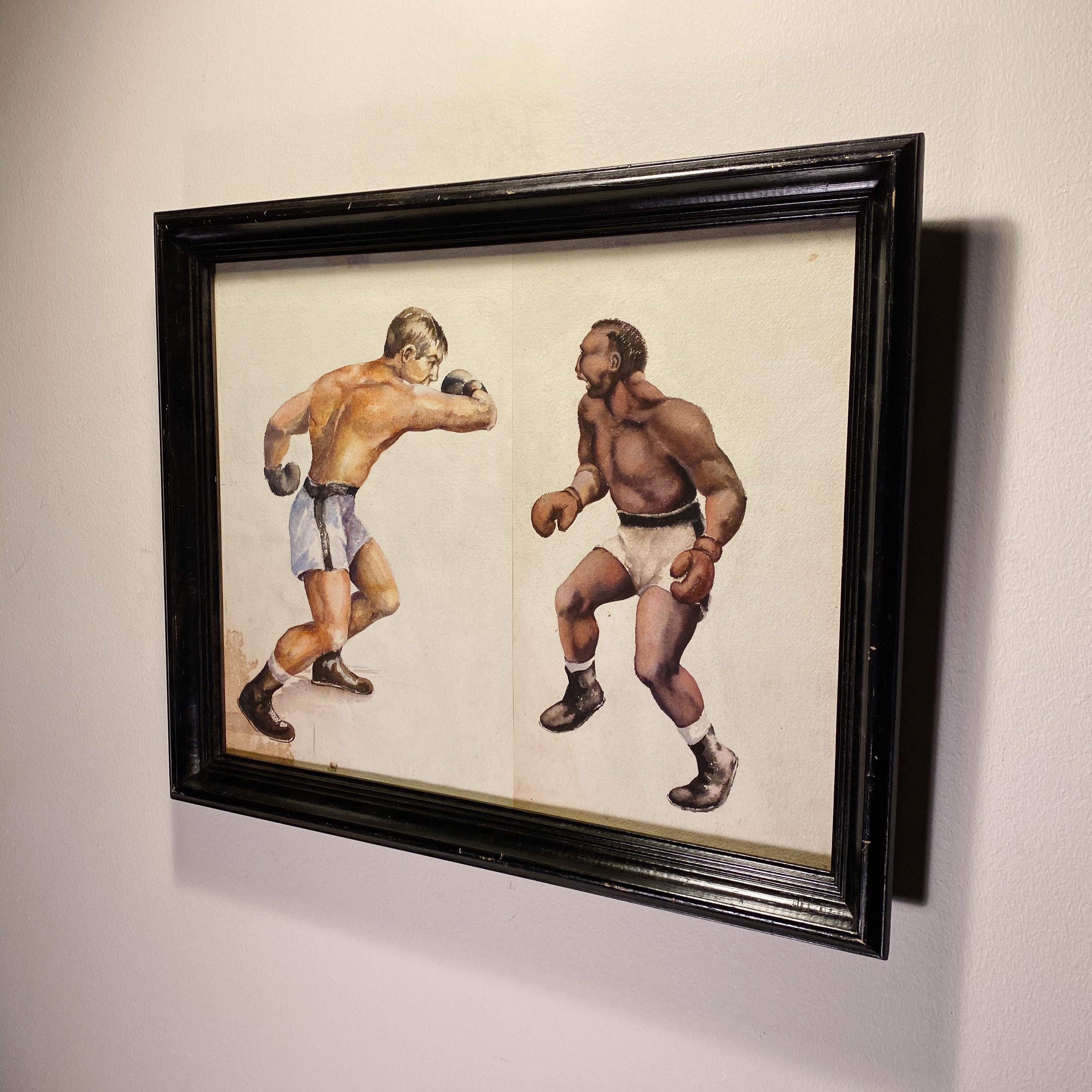 WPA Era Painting of Boxing Match | 1930s Watercolor on Paper