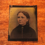Antique Tintype of Woman with Creepy Hand Painted Accents - Rare Large Size - 10" x 8"- 19th Century Photography
