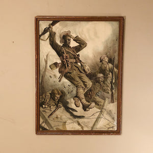 Lucien Hector Jonas WWI Lithograph Poster - French Illustration Art - Rare Illustrator Signed - Battle 