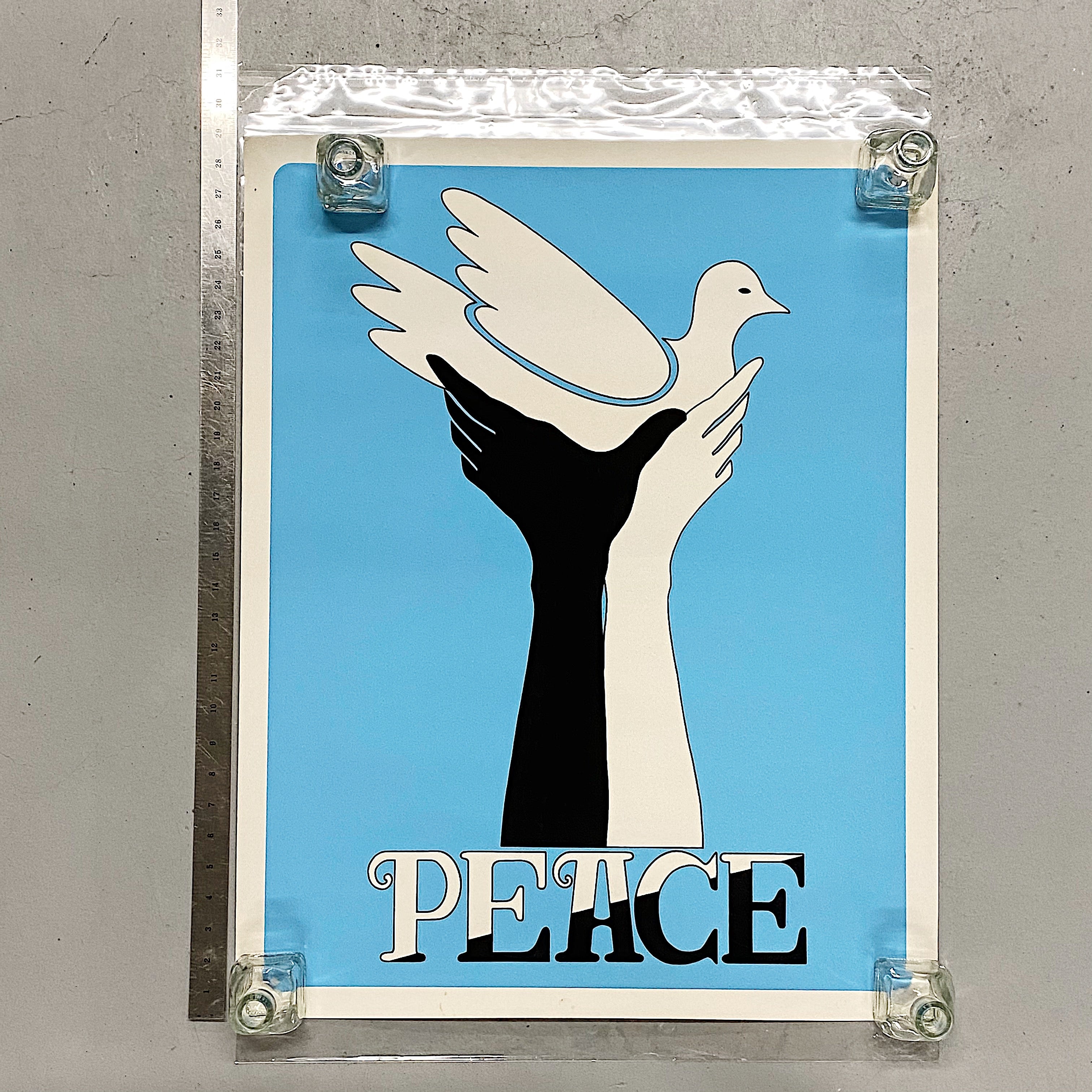 1960s Peace Poster with Dove and Hands | Civil Rights Blacklight